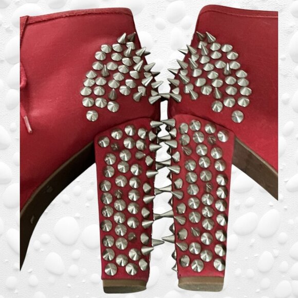 JEFFREY CAMPBELL LITA HAVANA PINK/RED SILVER SPIKE BOOTS SIZE 7 - Picture 4 of 14